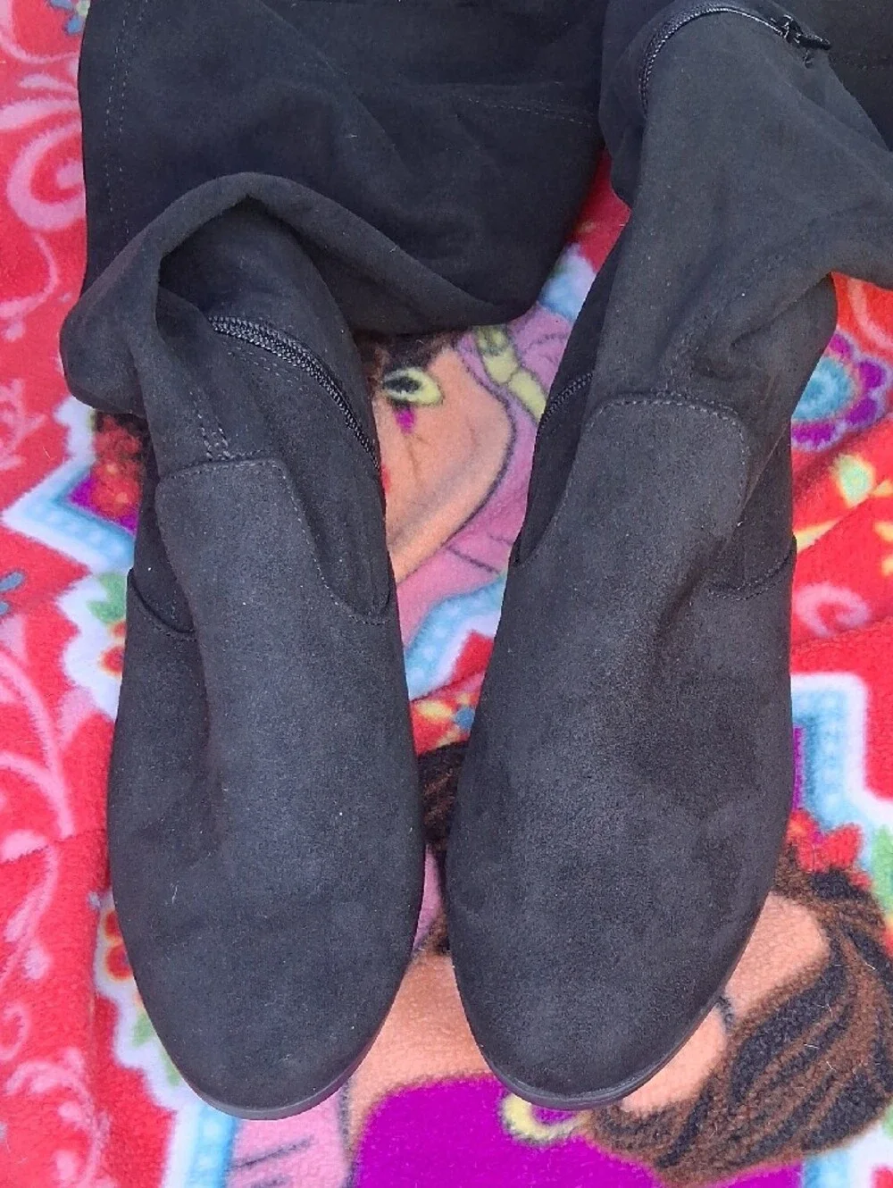 Time and Tru Black Over-the-Knee Zip Riding Boots